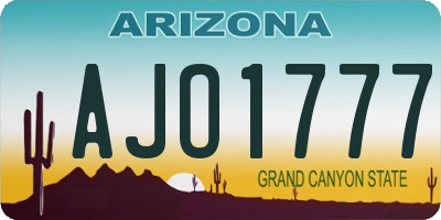 AZ license plate AJO1777