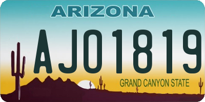AZ license plate AJO1819