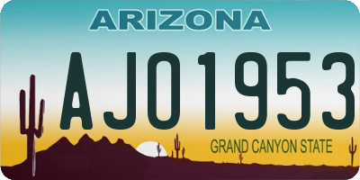 AZ license plate AJO1953