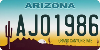 AZ license plate AJO1986
