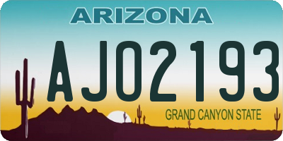 AZ license plate AJO2193
