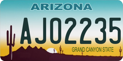 AZ license plate AJO2235