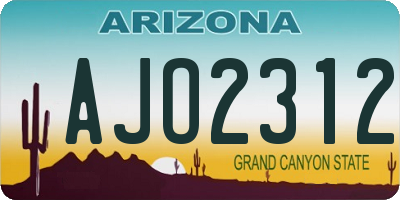 AZ license plate AJO2312