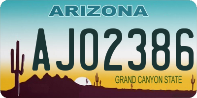 AZ license plate AJO2386