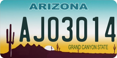 AZ license plate AJO3014
