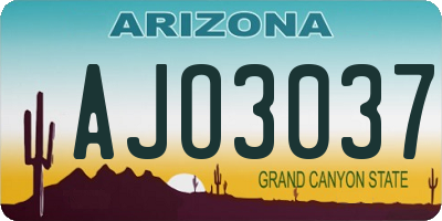 AZ license plate AJO3037