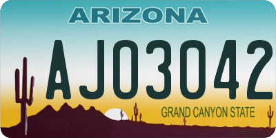 AZ license plate AJO3042