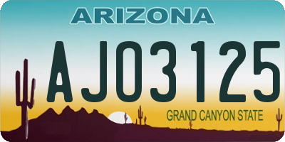 AZ license plate AJO3125