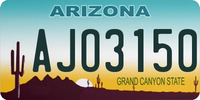 AZ license plate AJO3150