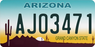 AZ license plate AJO3471