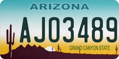 AZ license plate AJO3489
