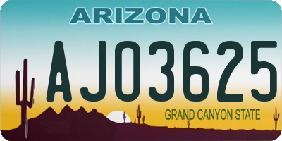 AZ license plate AJO3625