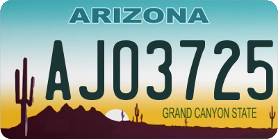 AZ license plate AJO3725