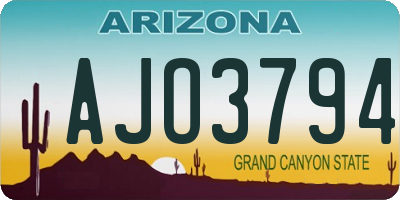 AZ license plate AJO3794