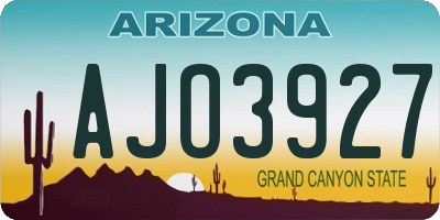 AZ license plate AJO3927