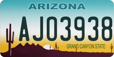 AZ license plate AJO3938