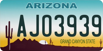 AZ license plate AJO3939