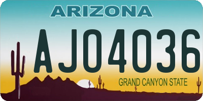 AZ license plate AJO4036