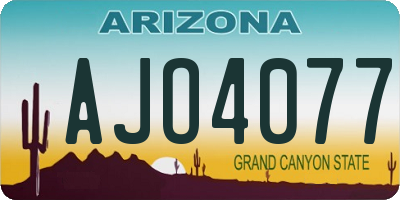 AZ license plate AJO4077