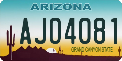 AZ license plate AJO4081