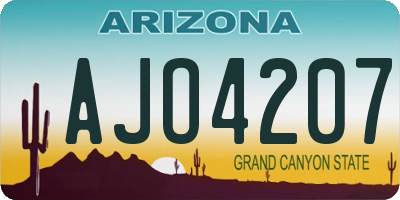 AZ license plate AJO4207