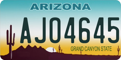 AZ license plate AJO4645