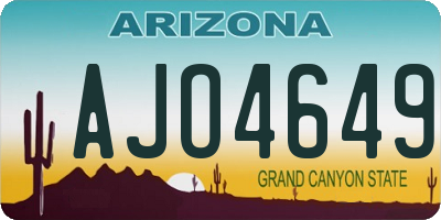 AZ license plate AJO4649