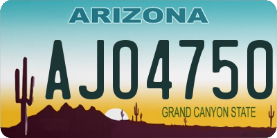 AZ license plate AJO4750