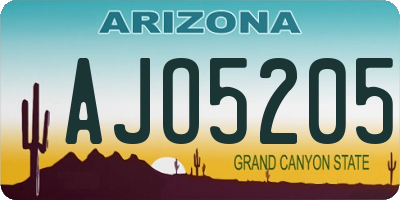 AZ license plate AJO5205