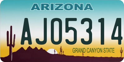 AZ license plate AJO5314
