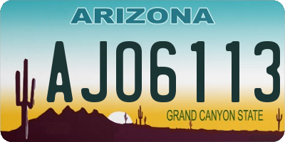 AZ license plate AJO6113