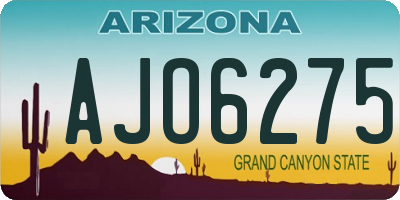 AZ license plate AJO6275