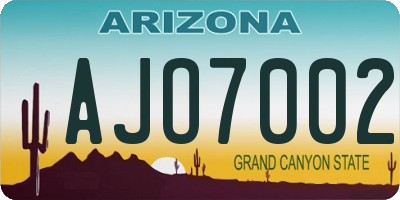 AZ license plate AJO7002