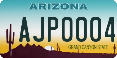 AZ license plate AJP0004