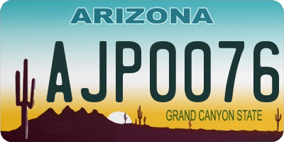 AZ license plate AJP0076