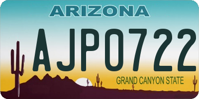 AZ license plate AJP0722