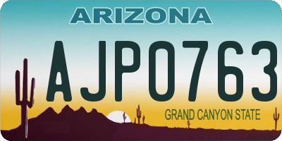 AZ license plate AJP0763