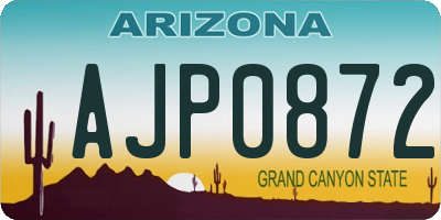 AZ license plate AJP0872
