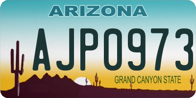 AZ license plate AJP0973