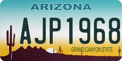 AZ license plate AJP1968