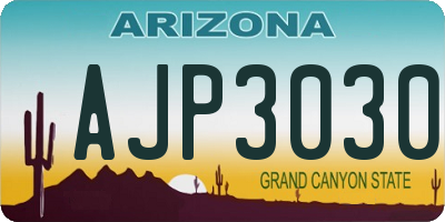 AZ license plate AJP3030