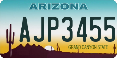 AZ license plate AJP3455