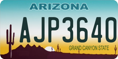 AZ license plate AJP3640