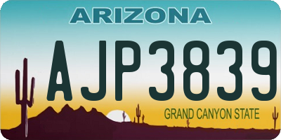 AZ license plate AJP3839