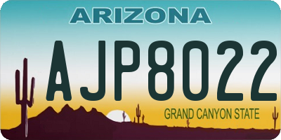 AZ license plate AJP8022