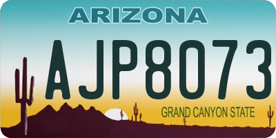 AZ license plate AJP8073