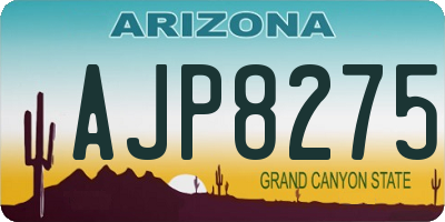 AZ license plate AJP8275