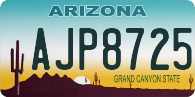 AZ license plate AJP8725
