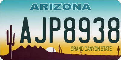 AZ license plate AJP8938