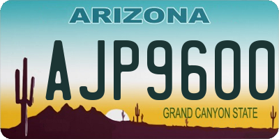 AZ license plate AJP9600